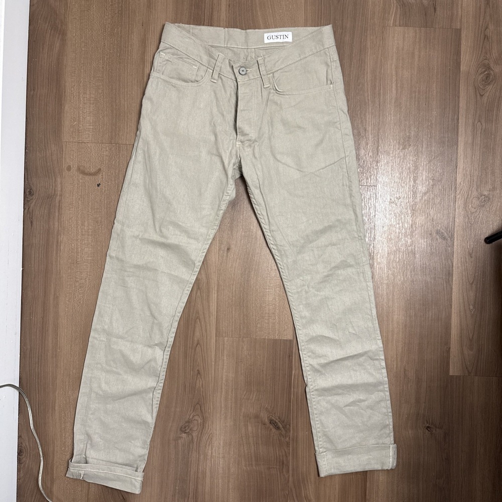 Gustin Men's Slim Straight Jeans - Light Beige